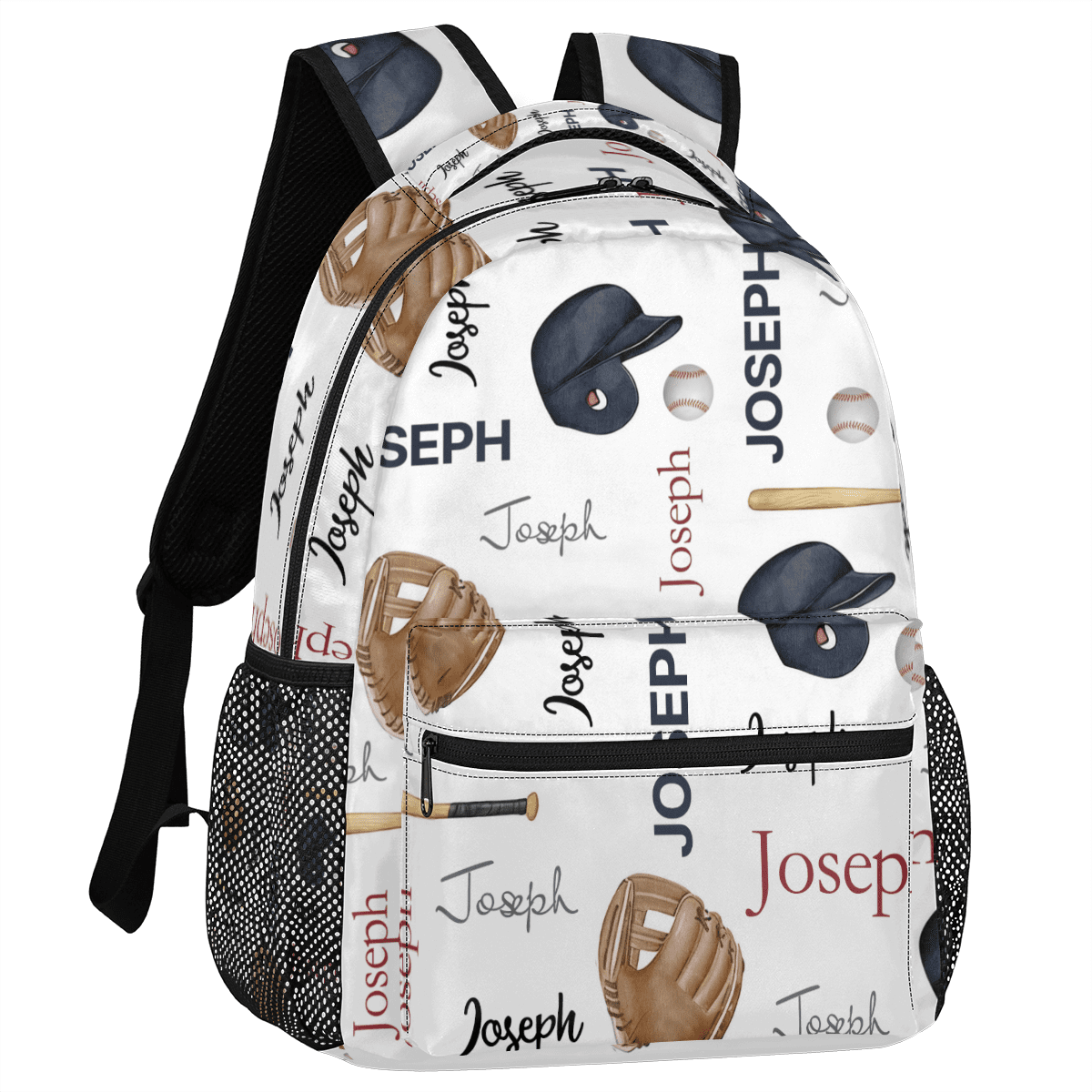 Jiaoprinted Custom Baseball Bat Cup Ball Backpack with Name, Personalized Lightweight Casual Daypack for Women Men, Customized 18 Inch Travel Back Pack