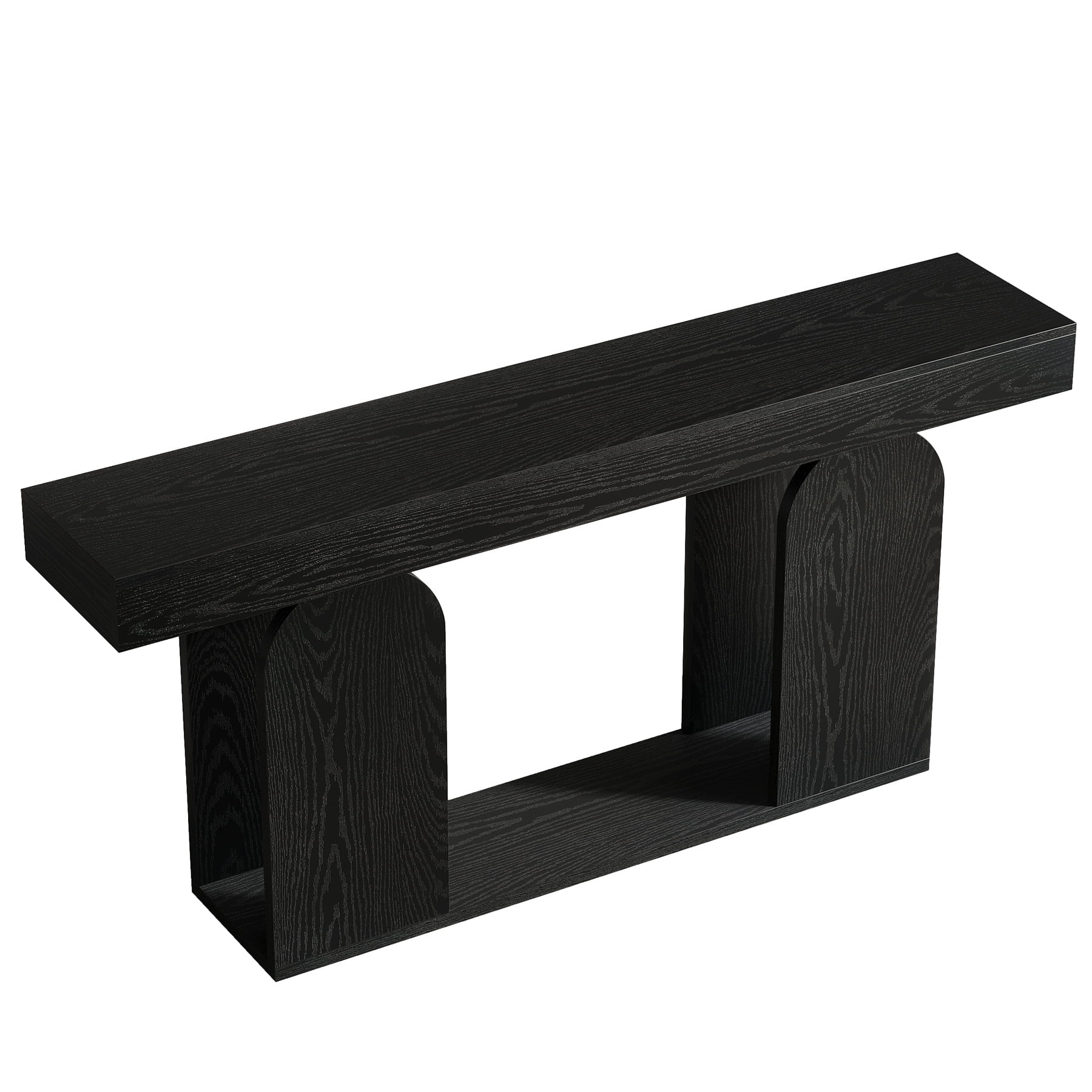 Fnova 70.87" Farmhouse Console Table for Entryway, 2-Tier Storage Long Narrow Wood Entryway Table, Easy Assembly, Black