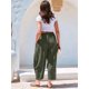 thumbnail image 5 of Pantalones Palazzo Harem Informales Holgados con Cordón para Mujer, para Verano, Playa, Viajes, Vacaciones, con Bolsillos. Verde M, 5 of 6