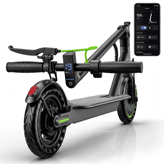 Electric Scooter for Adults & Teens, 350W Motor, 19MPH Max Speed, Up to 19 Miles Range, Foldable E Scooter with APP Control & Dual Braking, UL2272 Certified, Green