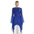 thumbnail image 4 of YiZYiF Womens Sequins Chiffon Praise Dance Tunic Overlays Tops Flare Sleeve Worship Dancewear Blue XL, 4 of 7