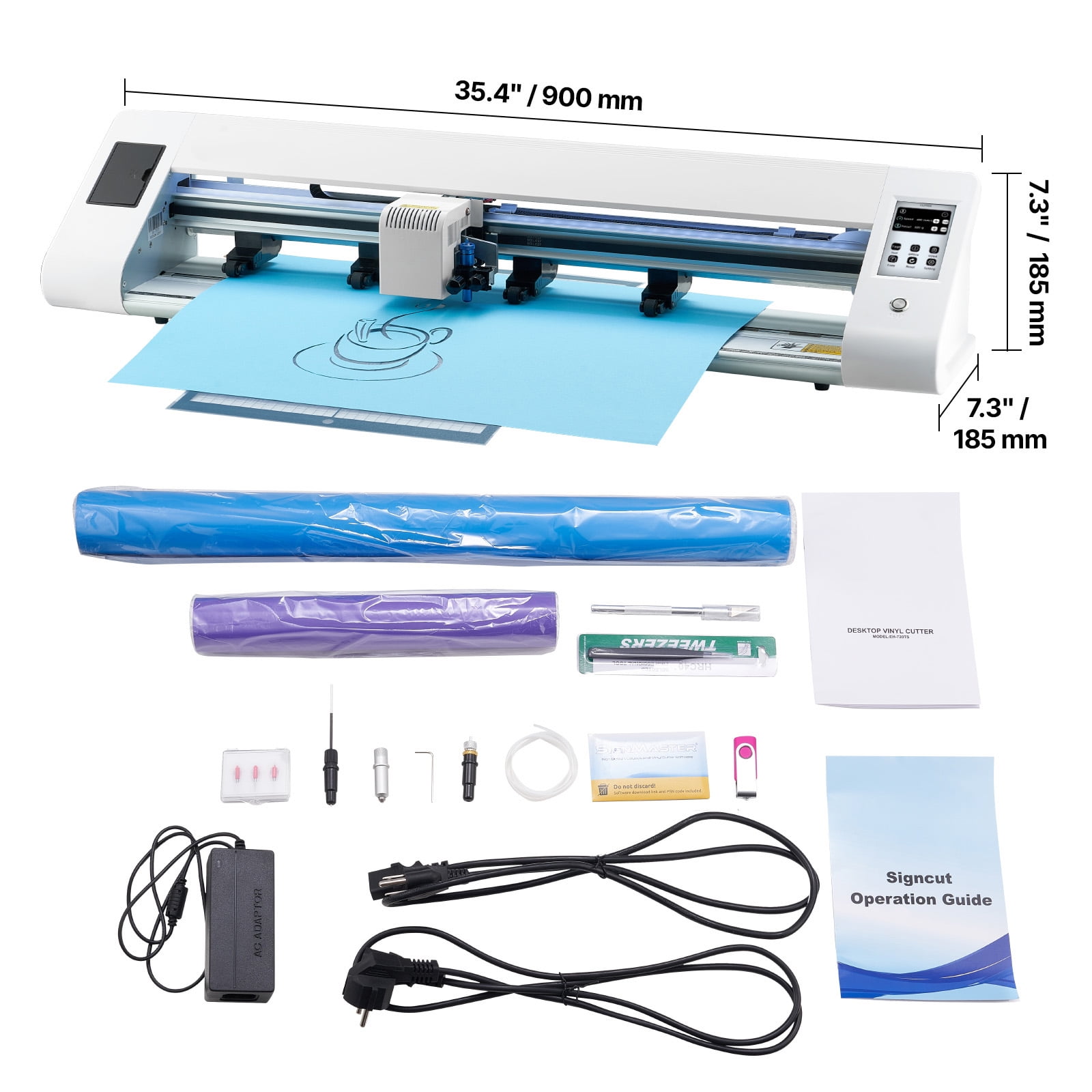KFFKFF Automatic Edge Detection Vinyl Cutter Machine with Dual Blade Options, Design Software, and Materials, Supports Various File Formats for Personalized DIY Projects