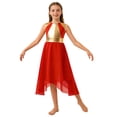 thumbnail image 4 of iiniim Girls Praise Dance Dress Color Block Metallic Liturgical Worship Lyrical Dancewear Red 14, 4 of 7