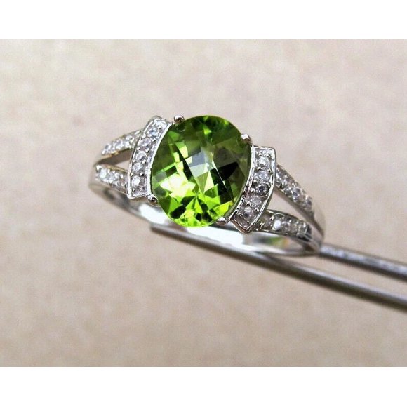 Peridot Gemstone Ring 925 Sterling Silver Handmade Peridot Birthstone Gift Ring