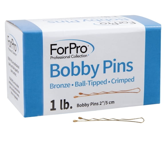 ForPro Professional Collection Bobby Pins (400 unidades aproximadamente) Bronce 2" L Con punta de bola prensada Antideslizante No daña 1 Lb.