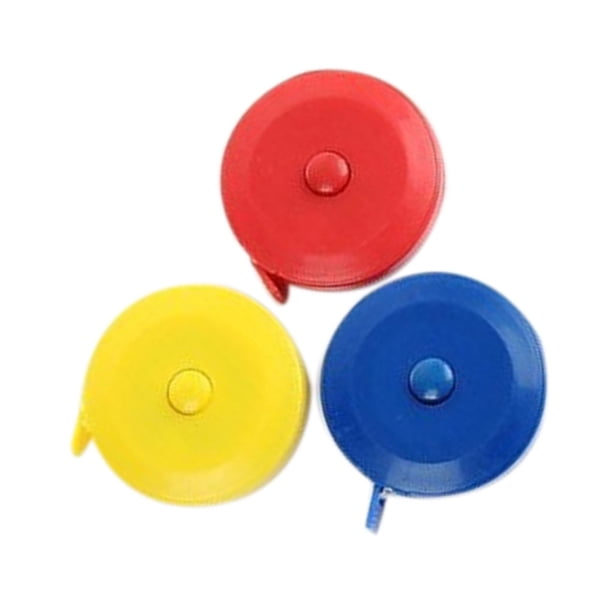 Bewildely 2 uds cuerpo de tela retráctil automático Mini cinta métrica herramientas de costura de plástico de doble cara Color mezclado Tela de costura y artesanía