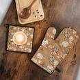 thumbnail image 5 of Fall Pumpkins Leaves Pattern Kitchen Oven Mitt and Pot Holder Sets 2 Pcs for Baking, Cooking and Grilling, Heat Resistant Up To 392 °F, 5 of 7