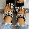 thumbnail image 4 of ZTTD Women's Thick Bottom Beading Button Toe Ring Slippers Platform Flip Flops Shoes Black, 4 of 8