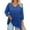 Blue, variant on WTOBBY Women's Plus Size Solid Color Tunic Hollow V-Neck 3/4 Sleeve Shirt Casual Elegant Top with Flattering Loose Fit,Army Green L