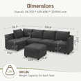 thumbnail image 2 of Marrber Convertible Modular L-Shaped Sectional Couch, 5 Seats Corner Sofa with Storage Ottoman for Living Room Small Space, Polyester Grey, 2 of 8