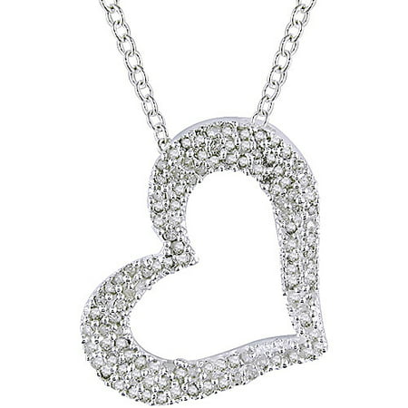 Miabella 1 Carat T.W. Diamond Sterling Silver Heart Pendant, 18