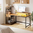 thumbnail image 6 of EnHomee 47.2" W Computer Desk with Power Outlets and LED Lights, Rustic Brown Gaming Desk with Drawers, Home Office Desk with Monitor Stand, 6 of 7