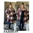 thumbnail image 5 of Zeagoo Womens Plus Size Flannel Plaid Button Down Shirts Long Sleeve Lounge Lapel Tartan Shacket Jacket Long Coats 2025, 5 of 6