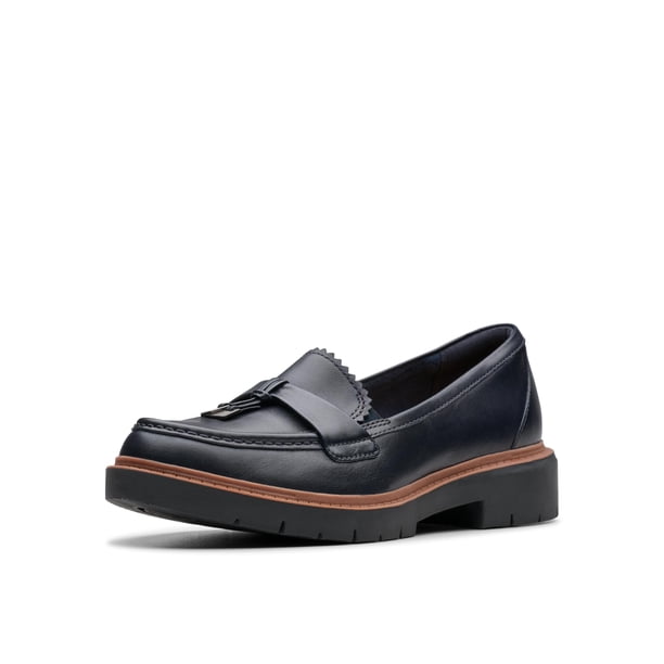Mocasín Westlynn Bella para Mujer Clarks en Cuero Azul Marino con Tacón de 40 mm