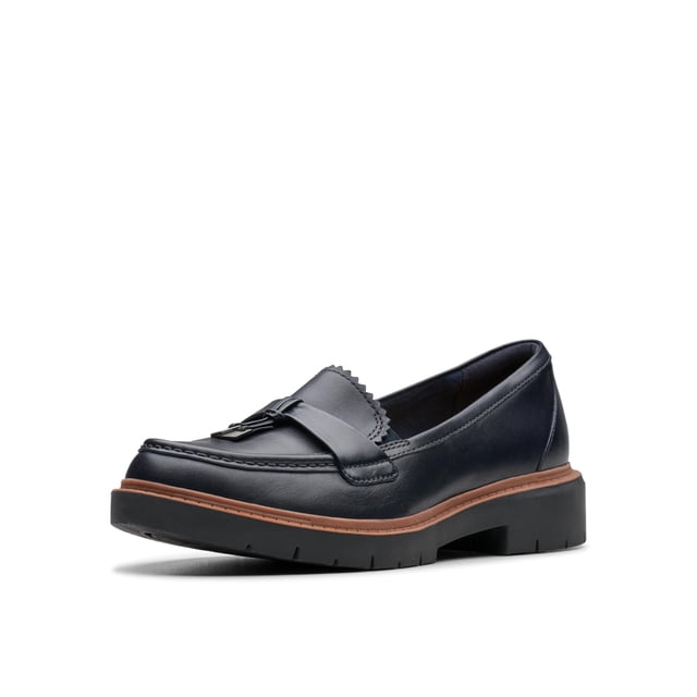 Mocasín Westlynn Bella para Mujer Clarks en Cuero Azul Marino con Tacón de 40 mm