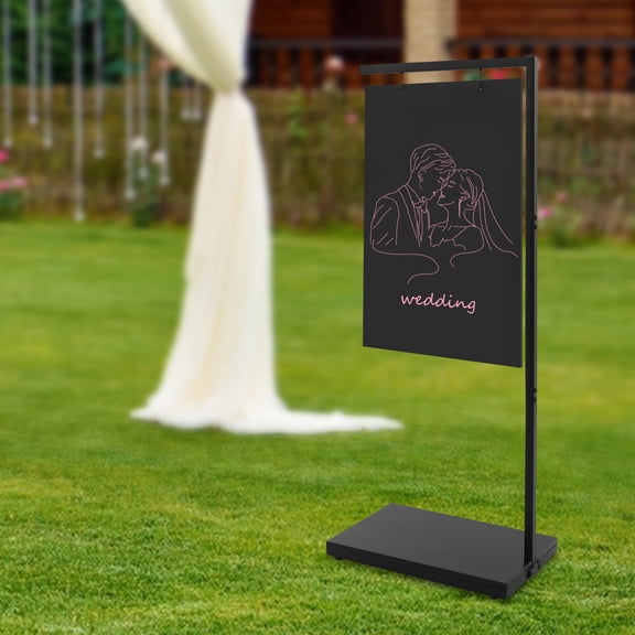 1 PCS Black Large Floor-Standing Chalkboard Sign, Outdoor Chalkboard Sign for Cafe Bar, Portable Double-Sided Chalkboard Sign