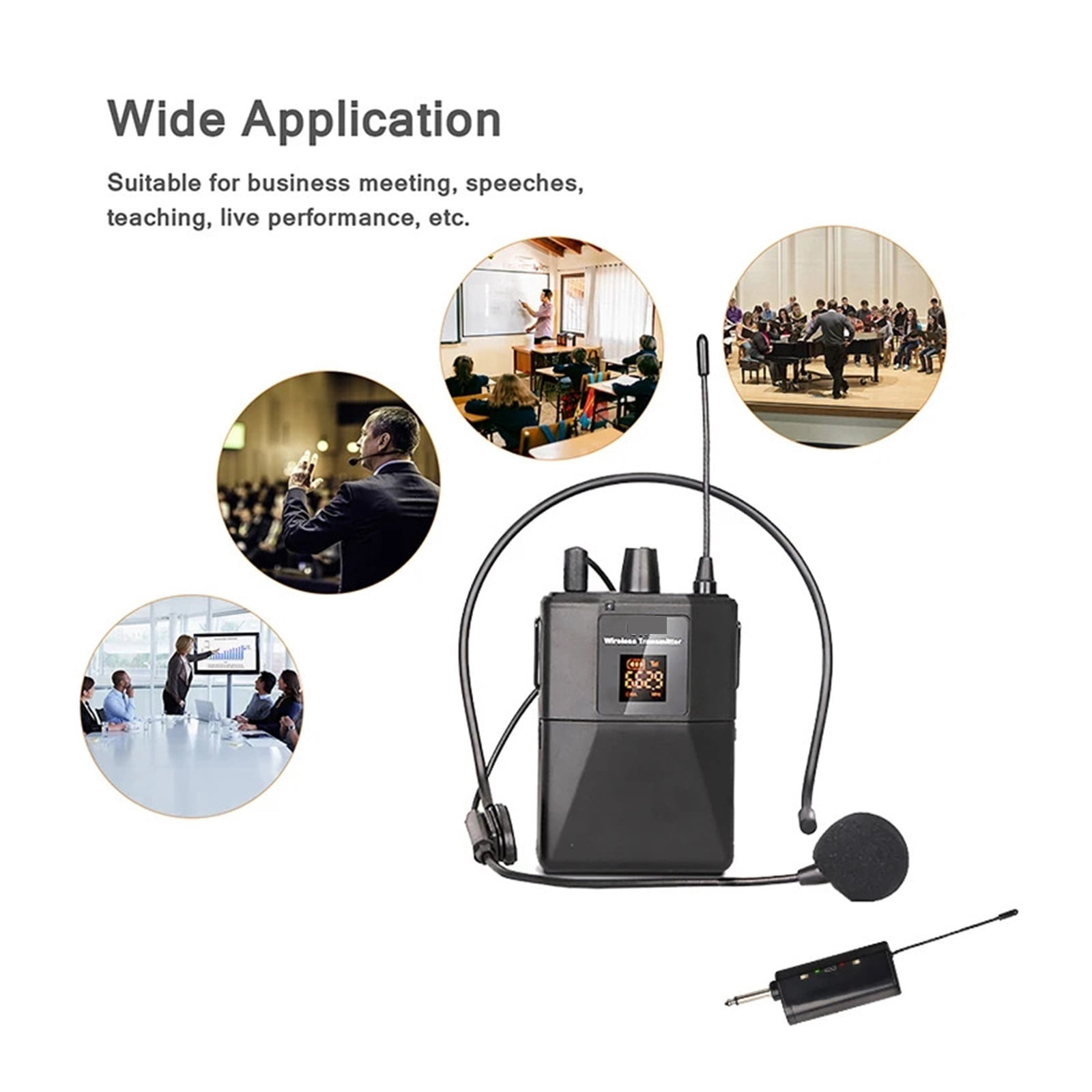 Wireless Headset Microphone With Transmitter Receiver LED Digital Display Bodypack Transmitter For Teaching Live Peormance ,High Sound
