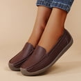thumbnail image 3 of Women's Leather Penny Dress Loafers Classic Round Toe Slip On Soft Bottom Driving Work Flats Breathable Non Slip Walking Shoes Brown Size 7, 3 of 9