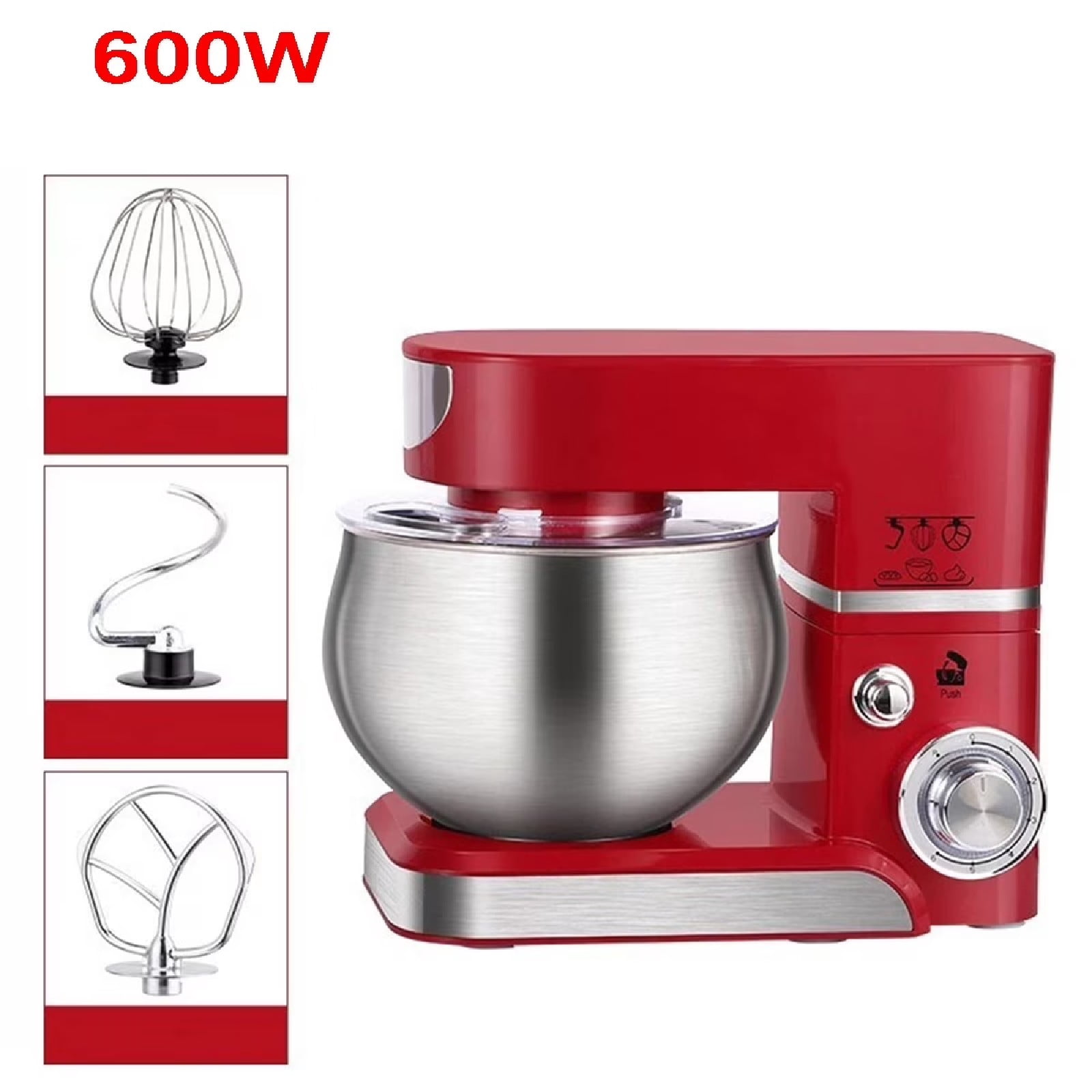 Eurhowing 6.5 QT Stand Mixer 600W, 6-Speed Tilt-Head Electric Kitchen Mixer with Dough Hook, Whisks, Beater & Stainless Steel Bowl for Bread Cake Baking, Home Use
