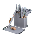 thumbnail image 2 of Beech Handle Silicone Kitchen Knife Set 19 Pieces Set Cutting Board Knife Storage Barrel Kitchen Cooking, 2 of 4