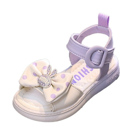 

Paokuoon Toddler Girls Summer Beach Sandals with Flower Bowknot Little Kids Casual Anti-Slip Walker Crib Shoes