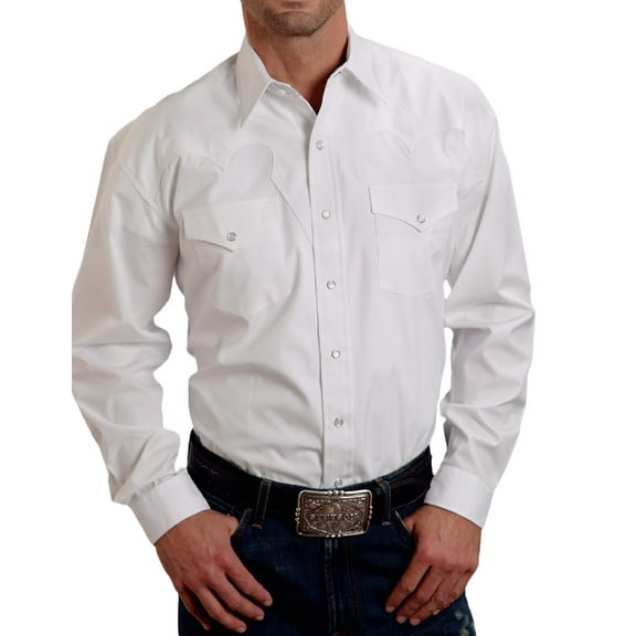 Stetson Western Shirt Mens Snap Solid L/S White 11-001-0465-9354 WH