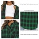 thumbnail image 5 of Camisa a cuadros Manga larga Bolsillo de solapa Tops sueltos casuales de un solo pecho para mujer Verde XL, 5 of 6