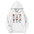 thumbnail image 4 of KPOPLK Halloween Sweatshirts for Teen Girls Kids Long Sleeve Hoodie Cute Skeleton Print Hoodie Drawstring Pullover Kids Clothes White,Size 8-10 Years, 4 of 4