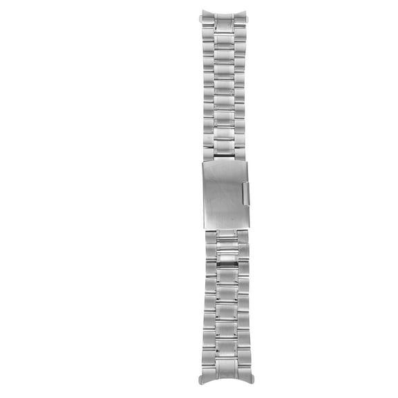 Worgeous 22mm Stainless Steel Solid Links Bracelet Watch Band Strap Curved End with 4pcs Watch Spring Bars (Silver)