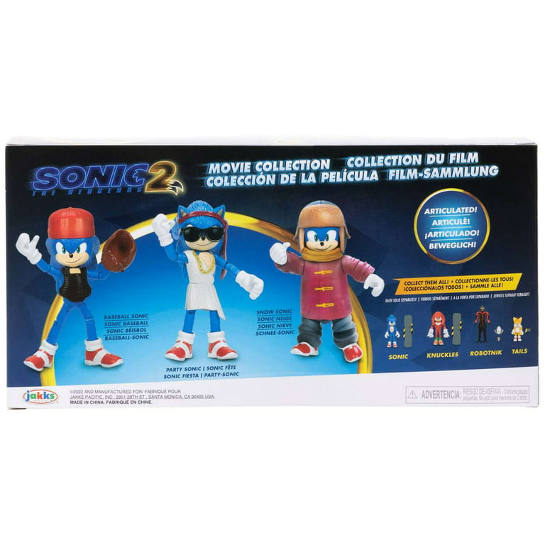 SONIC THE HEDGEHOG 2 3 PACK MOVIE COLLECTION FIGURE SET BASEBALL PARTY SNOW