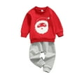 thumbnail image 2 of Seyurigaoka Kids Girls/Boys Children’s Santa Claus Embroidery Tops and Solid Color Long Pants Set, 2 of 7
