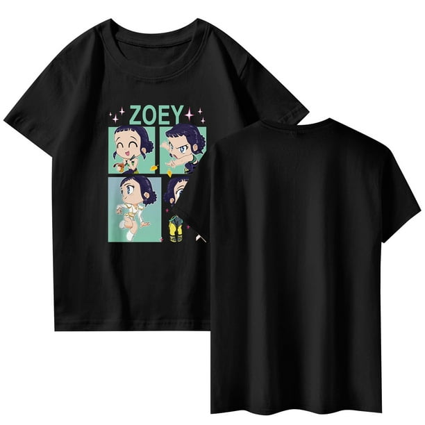 Pop cazadora para niña Demon Hunters Graphic Round-Neck Short Sleeve T Shirt For Kids Youth Fashion Tee With Cartoon Print Design Soft Blend Top For Children (Black)