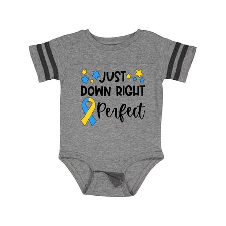 

Inktastic Just Down RIght Perfect Down Syndrome Awareness Ribbon Gift Baby Boy or Baby Girl Bodysuit