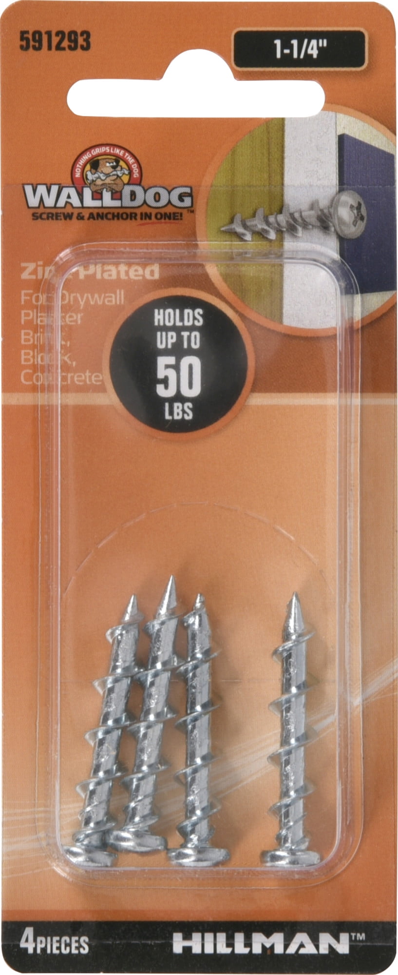 Hillman Zinc Pan Head Phillips WallDog Screws (11/4") 4 pieces