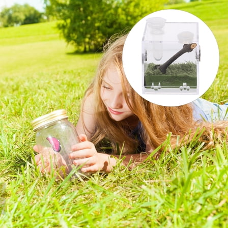 ETHZZLE Transparent Acrylic Jumping Spider Enclosure Box for Reptile Feeding and Habitat