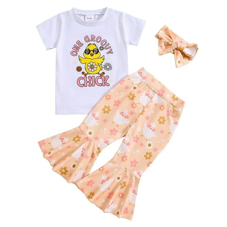 

XJDJHC Toddler Baby Girl Summer Clothes Girls Summer Short Sleeve Cartoon Prints Tops And Pants 2PCS Outfits Clothes Set For Children Clothes Fashion Streetwear 18-24 Months