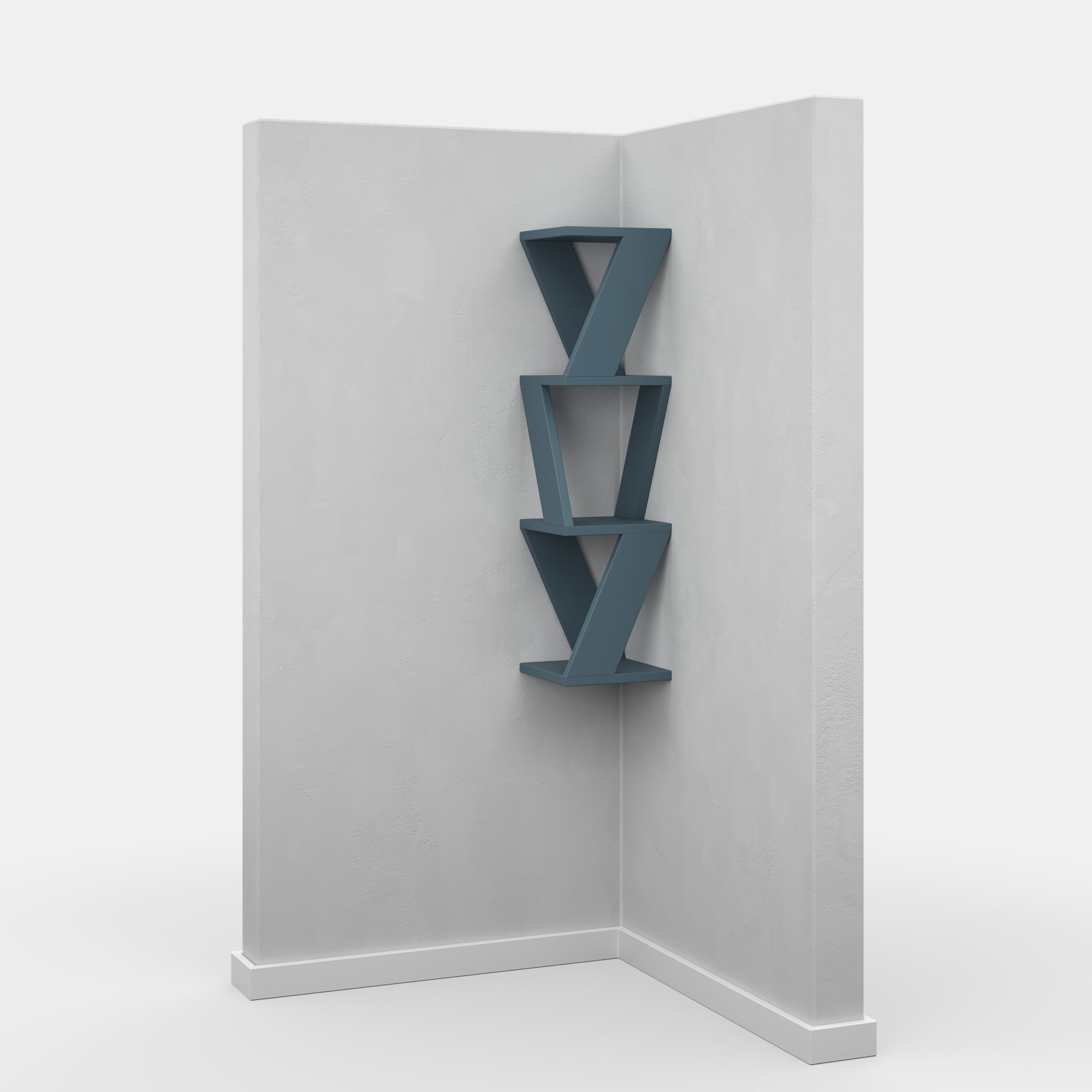 Ada Home Decor Furniture 8.66" 3 Tier Petrol Blue Chicago Modern Wall Shelf