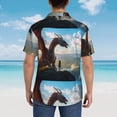 thumbnail image 4 of Fuzoiu Clear Sky Mountain Red Dragon Print Hawaiian Shirt for Men, Summer Beach Casual Short Sleeve Button Down Shirts, Men’s Beach Summer Shirts with Pocket,XX-Large, 4 of 7