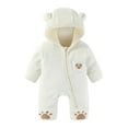 thumbnail image 2 of CUZIBR Cute Boys Bodysuit Winter Fuzzy Thick Cozy Hooded Jumpsuit Long Sleeve Full Zip Up Overall Romper Relaxed Cozy Outwear Dailywear,White,1-2 Months, 2 of 3