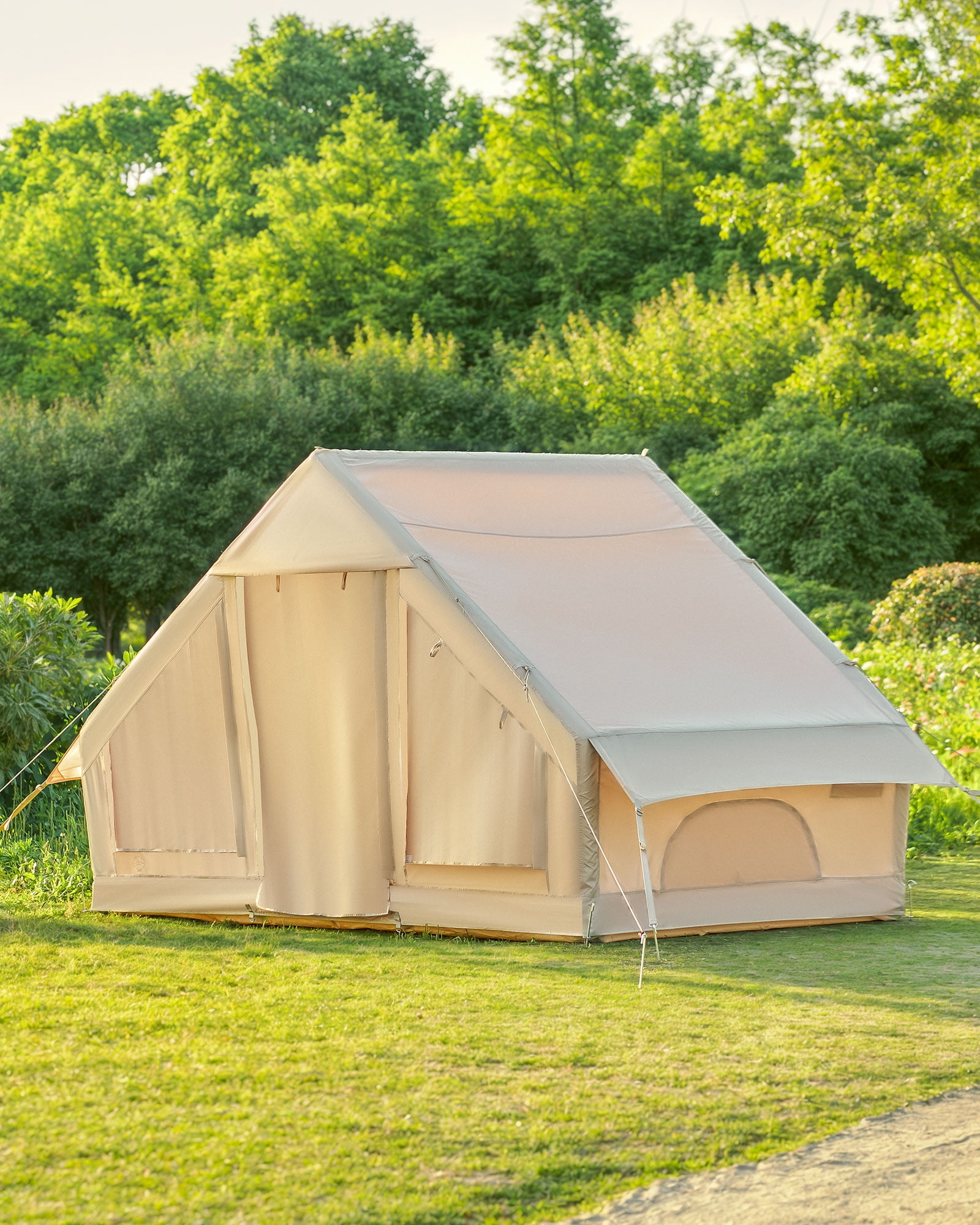 Bestco inflatable Camping Tent 4-6 person, Waterproof with Dual Doors and Windows. Includes Pump for Easy Setup, Suitable for All Seasons