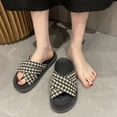 thumbnail image 4 of Zapatilla cruzada para mujer, moda informal, suela gruesa, zapatilla de plataforma para mujer para verano, pata de gallo, negro 39, 4 of 14