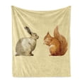 thumbnail image 1 of Squirrel Soft Flannel Fleece Blanket, Autumnal Forest Woodland Rabbit Animal Friends Watercolor Pattern, Cozy Plush for Indoor and Outdoor Use, 50" x 70", Beige and Dark Sand Brown, by Ambesonne, 1 of 5