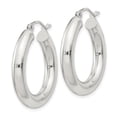 thumbnail image 2 of 925 Sterling Silver Women's Anti-Tarnish Coating Classic Tube 4mm Round Hoop Earrings | 23mm, 2 of 4
