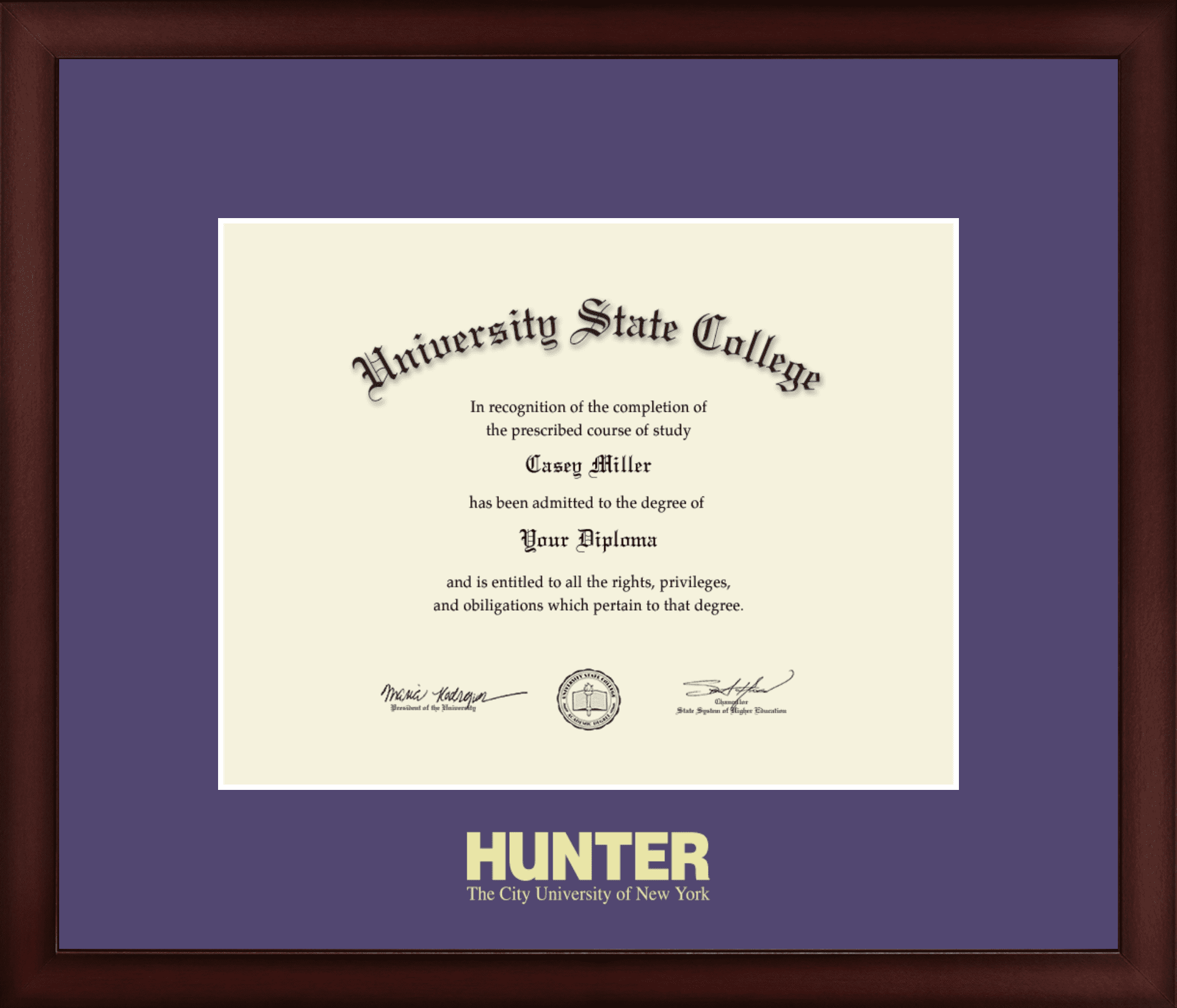 Hunter College Diploma Frame