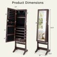 thumbnail image 3 of Costway Armoire de Rangement pour Bijoux Verrouillable avec Miroir, Organisateur d'Armoire avec Support, Lumières DEL, 3 of 10