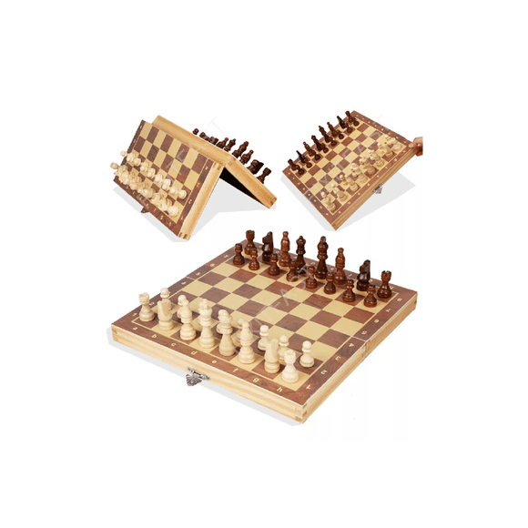 Juego de Ajedrez Plegable de Madera Magnética BELUG