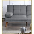 thumbnail image 2 of Modern Blue Grey Linen-Like Polyfiber Tufted Convertible Sofa Bed - 71" Living Room Couch with Solid Wood Legs, 2 of 14