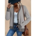 thumbnail image 3 of Women'S Casual Open Front Long Sleeve Chunky Knit Striped Cardigan Sweaters Outerwear Coats Grey XXL, 3 of 4