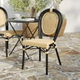 thumbnail image 3 of Merrick Lane Stacking Thonet Bistro Style Chair, Natural PE Cane Rattan Seat, and Black Metal Frame for Indoor/Outdoor Use, 3 of 13