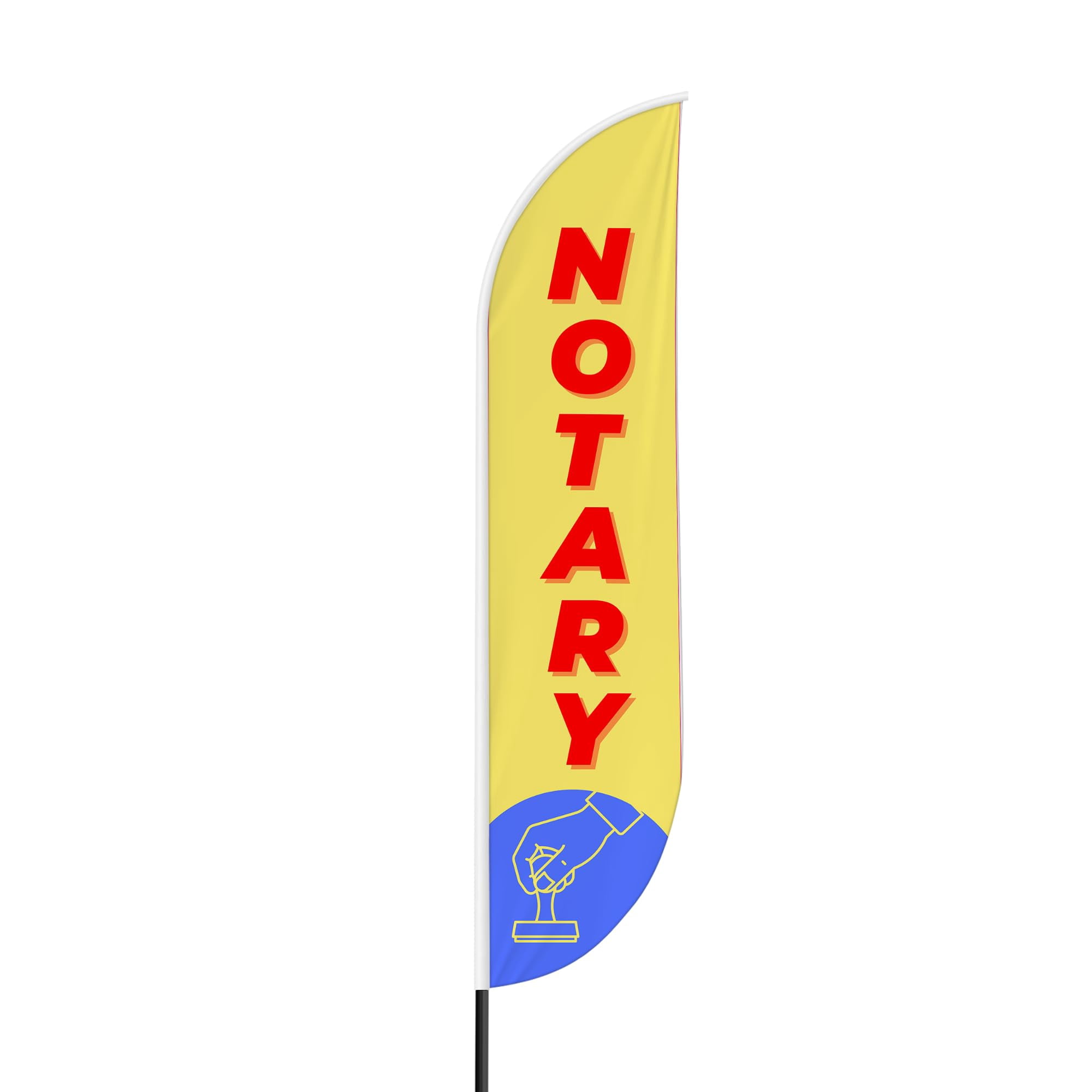 Notary Sign feather flag Pole Mount for Outdoor by Mavis Print | 15 FEET Long Polyester Outdoor Banner Flag Pole Kit for Easy Hang | HD Print Swooper Flag Pole Stand for Business Advertising